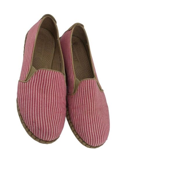 Born Espadrille Loafers Pink Striped Leather Details Preppy US Size 7.5 Casual - Picture 3 of 12